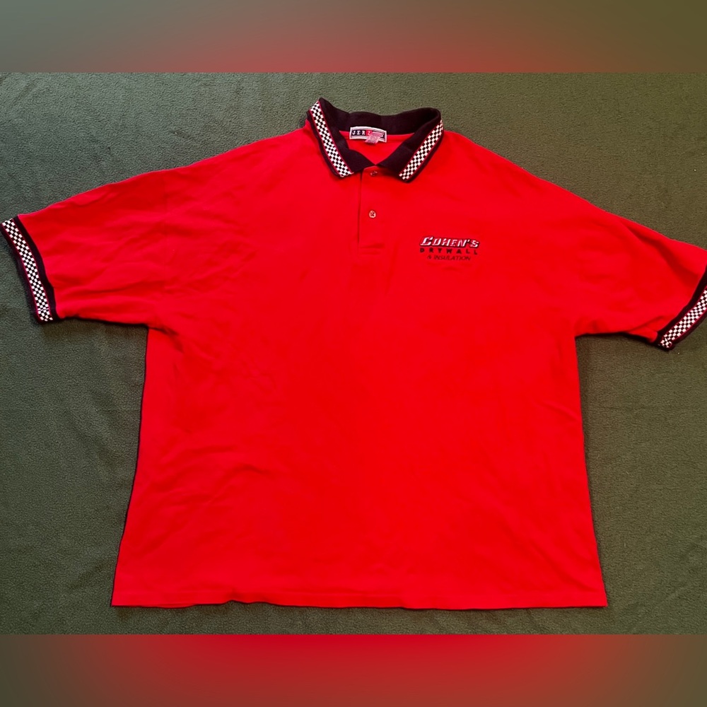 Red Athletic Polo Shirt with Striped Accents